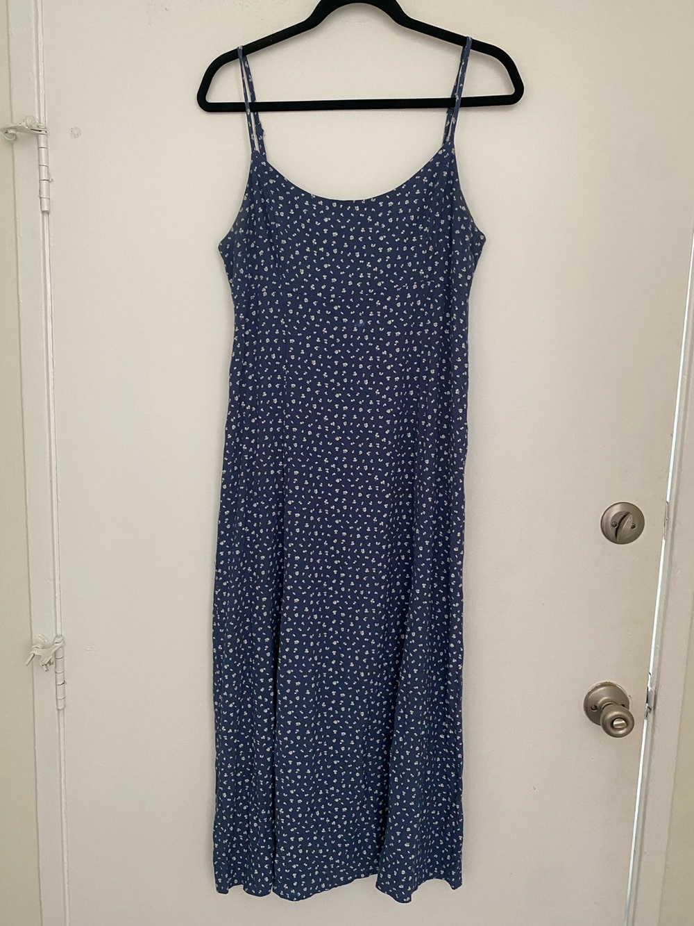 Brandy Melville Navy Blue Floral Slip Dress (Midi)